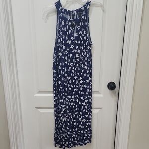 Navy and White Star Print Maxi Dress